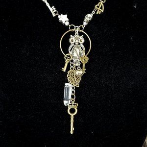 #504 Surreal Melted Owl Clock SteamFunk Halloween Pendant Necklace